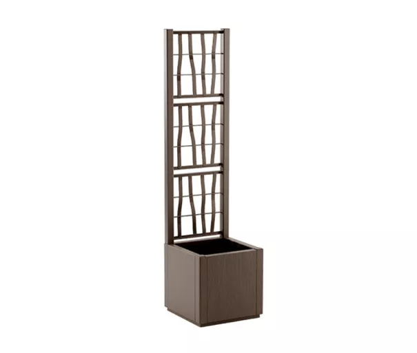 Цветочный ящик квадратный с сеткой Ethica 36x36x140см коричневый