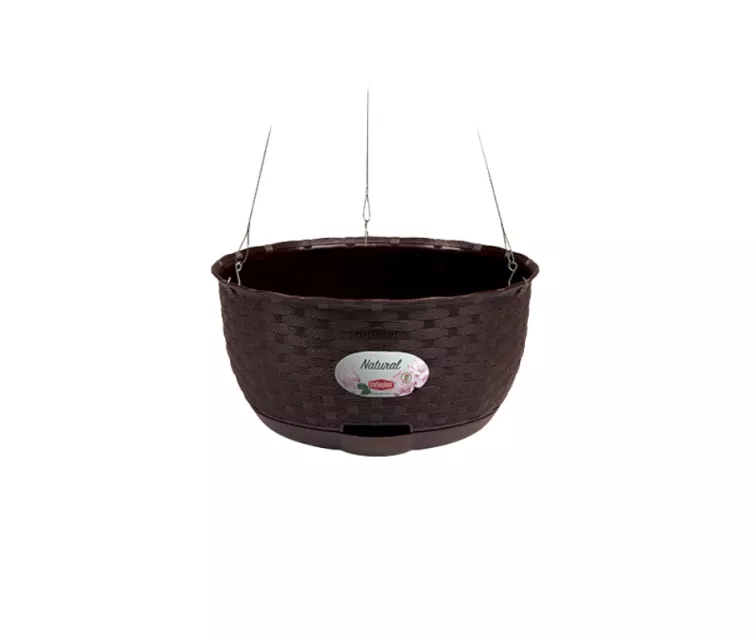 Hanging flower pot Natural Ø30x14.5cm dark brown