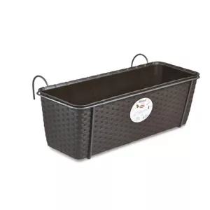 Puķu kaste balkoniem ar metāla turētāju Natural 50x18x16cm brūna