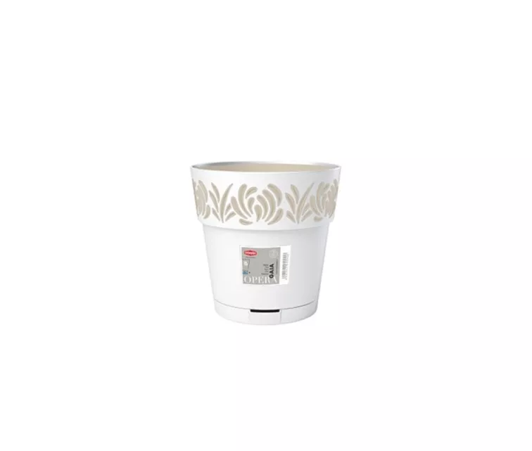 Gėlių vazonas su padėklu "Gaia" Ø15x15cm baltas