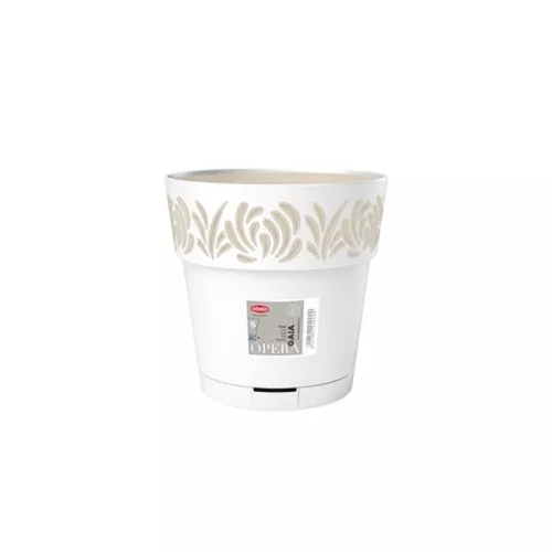 Gėlių vazonas su padėklu "Gaia" Ø20x19cm baltas