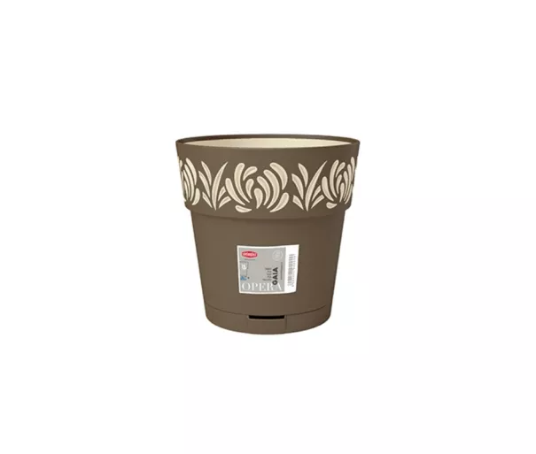 Flower pot with tray Gaia Ø20x19cm brown