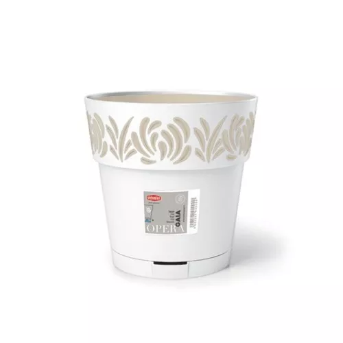 Flower pot with tray Gaia Ø25x25cm white