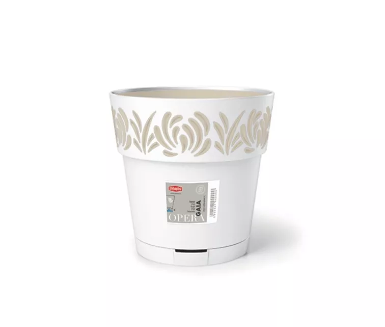 Flower pot with tray Gaia Ø25x25cm white