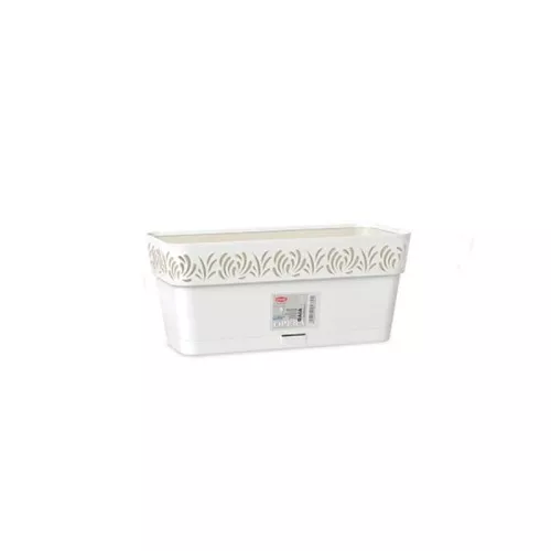 Flower box with tray Gaia 30x13x12cm white