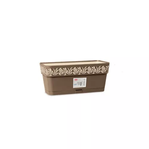 Flower box with tray Gaia 30x13x12cm brown