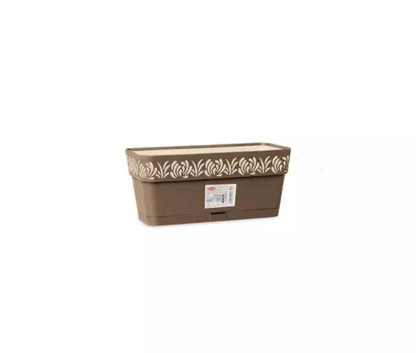 Flower box with tray Gaia 30x13x12cm brown