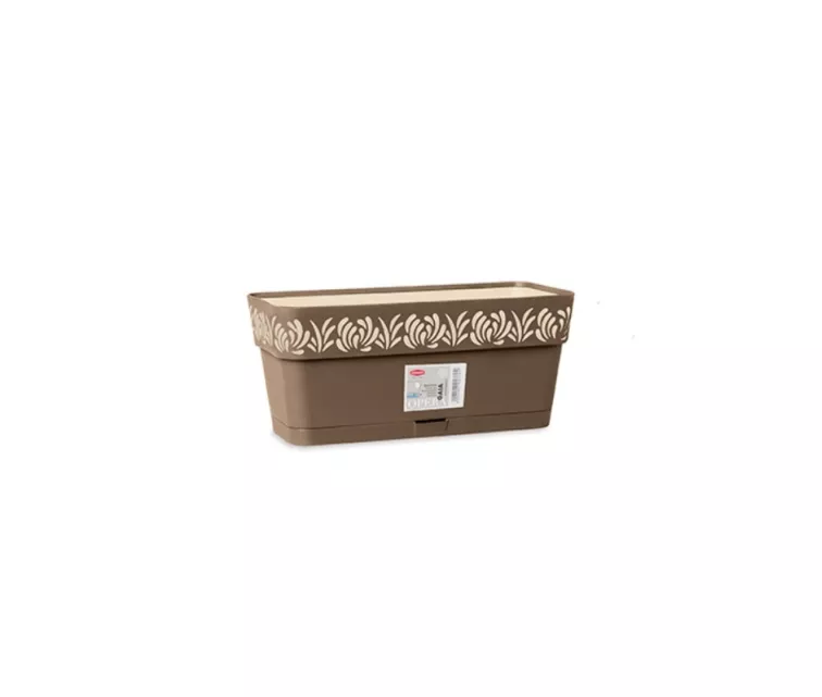 Flower box with tray Gaia 30x13x12cm brown