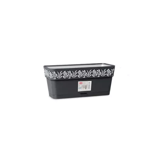 Flower box with tray Gaia 30x13x12cm black