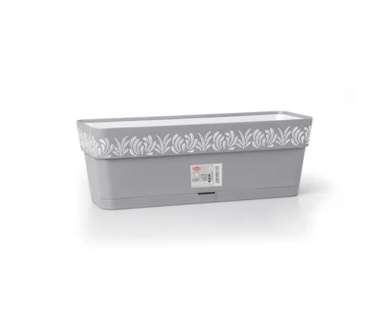 Flower box with tray Gaia 50x18x17cm grey