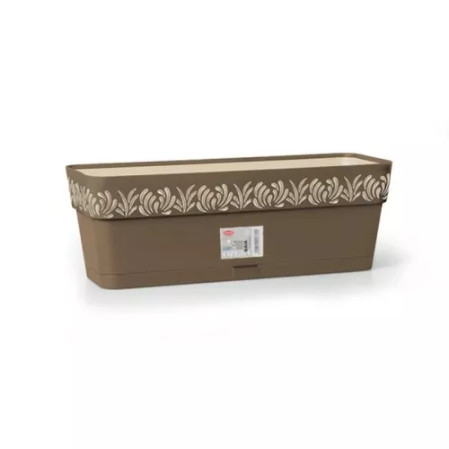 Dėžutė gėlėms su padėklu Gaia 50x18x17cm ruda