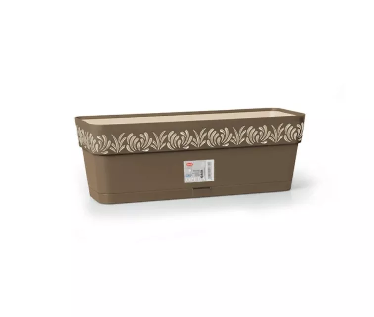 Dėžutė gėlėms su padėklu Gaia 50x18x17cm ruda