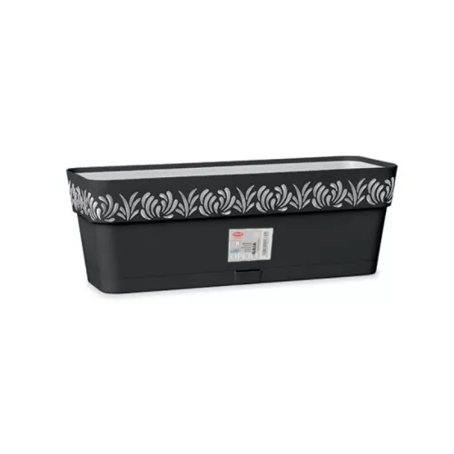 Flower box with tray Gaia 50x18x17cm black