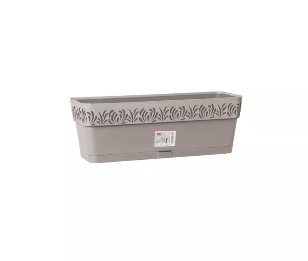 Flower box with tray Gaia 50x18x17cm light gray