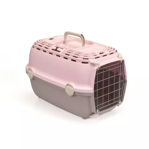 Transport cage Horizon 1 with metal door 48x32x30cm pink/gray
