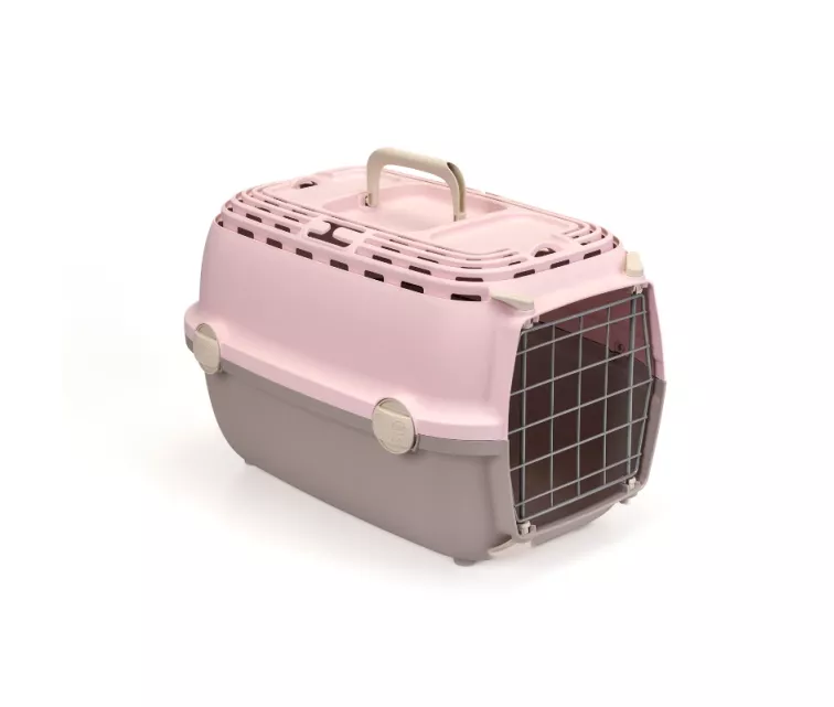 Transport cage Horizon 1 with metal door 48x32x30cm pink/gray