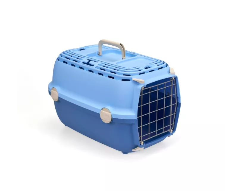 Transport cage Horizon 1 with metal door 48x32x30cm light blue/blue