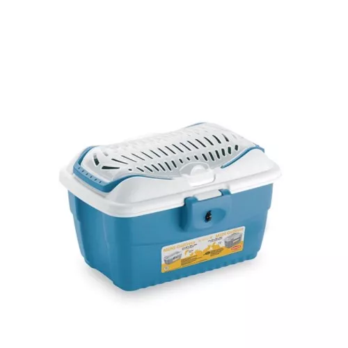 Транспортная клетка Mini Gulliver 40x30x24см белый/синий