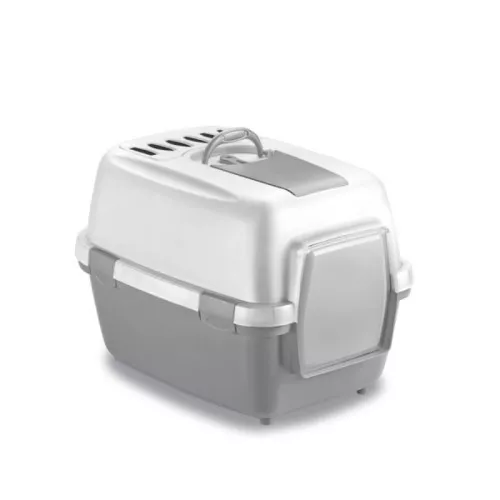 Кошачий туалет закрытый WivaCat 55x40x40см белый/серый