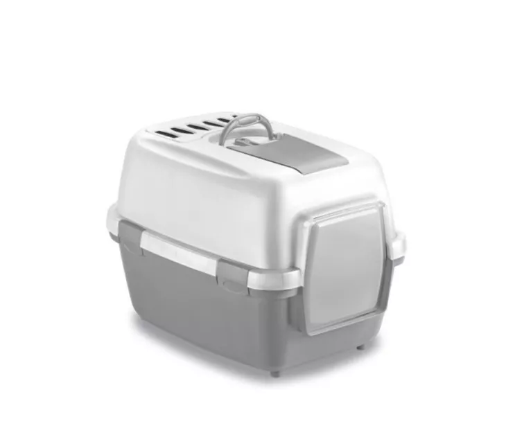 Кошачий туалет закрытый WivaCat 55x40x40см белый/серый