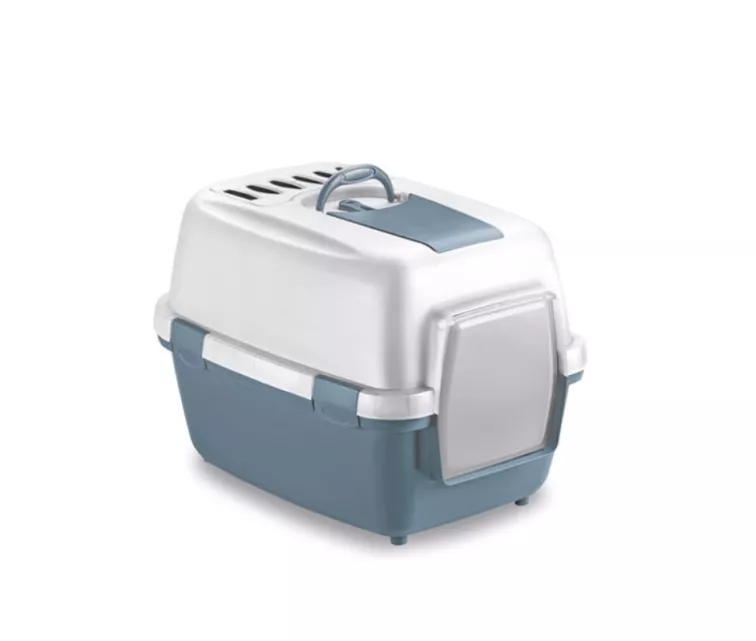 Closed cat toilet WivaCatt 55x40x40cm white/blue
