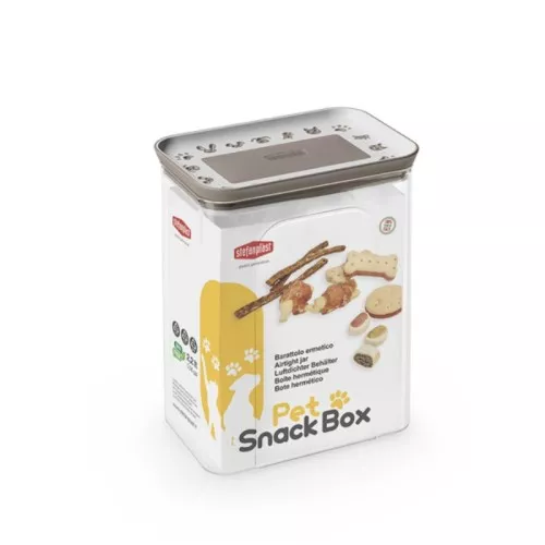 Прямоугольный герметичный контейнер для хранения корма для домашних животных 2,2л 10х15,5х19,5см белый/светло-серый