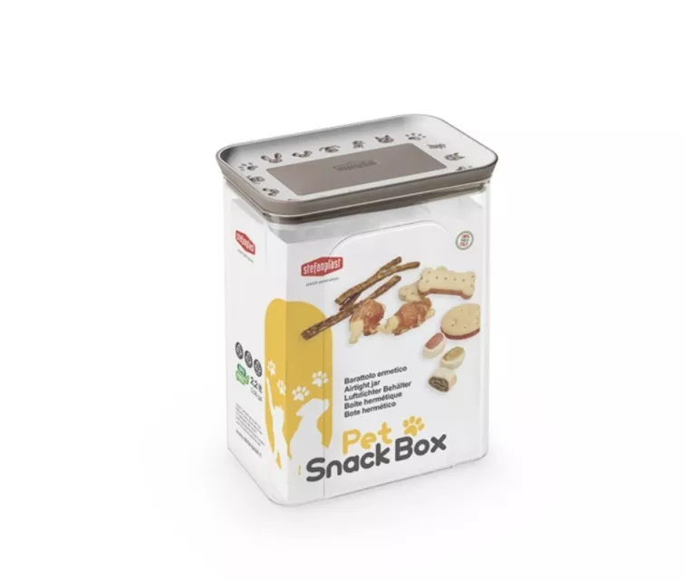Rectangular hermetic container for pet food storage 2.2L 10x15.5x19.5cm white/light gray
