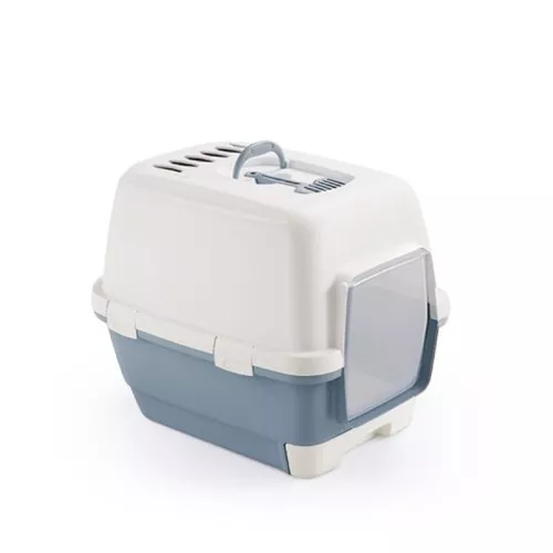 Кошачий туалет закрытый Cathy Clever & Smart 58x45x48см белый/синий