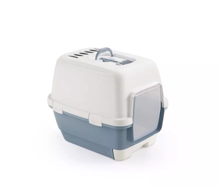 Кошачий туалет закрытый Cathy Clever & Smart 58x45x48см белый/синий