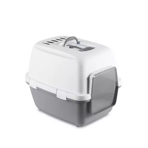 Кошачий туалет закрытый Cathy Comfort 58x45x48см белый/серый