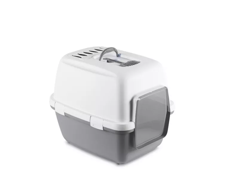 Кошачий туалет закрытый Cathy Comfort 58x45x48см белый/серый