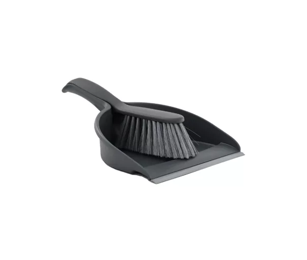 Dustpan with rubber edge and brush COMPACT