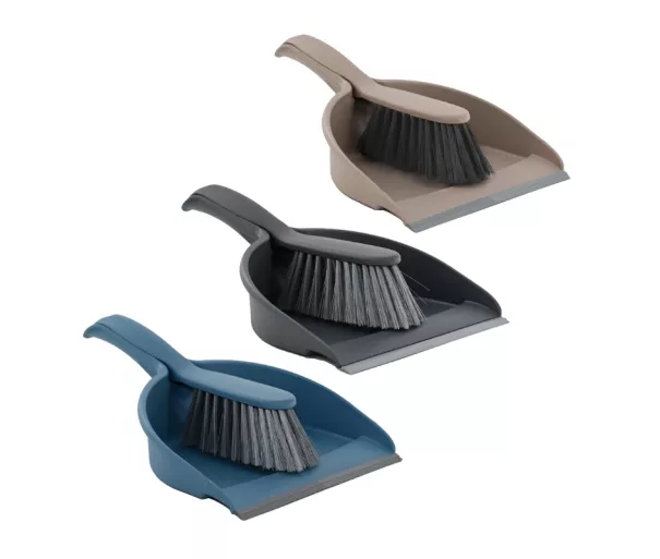 Dustpan with rubber edge and brush COMPACT