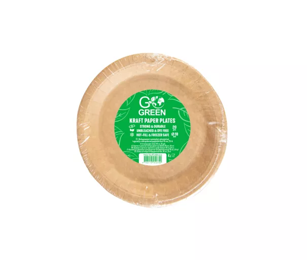 Kraft paper plates Go Green Ø18cm 20 pcs/0,14kg