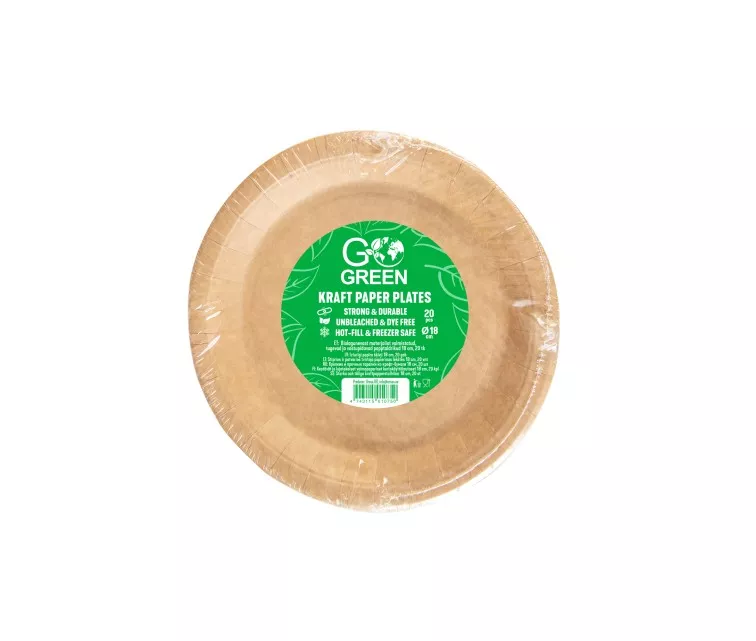 Тарелки из крафт-бумаги Go Green Ø18см 20 шт./ 0,14 кг