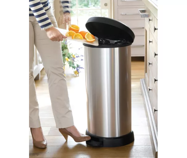 Мусорное ведро с педалью металлизированное Deco Bin 40л серебряный