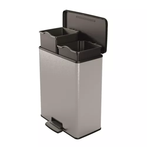 Metallic waste pedal bin Deco Bin Duo 26+26L silver