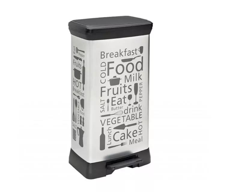 Pedāļspainis metalizēts Deco Bin 50L Kitchen sudraba