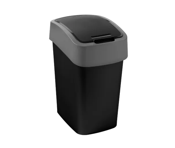 Šiukšlių dėžė Flip Bin 9L, juoda / sidabrinė