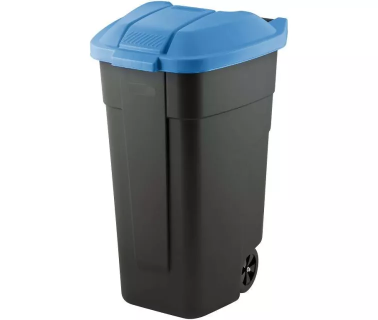 Контейнер для мусора на колесах 110L черный / синий