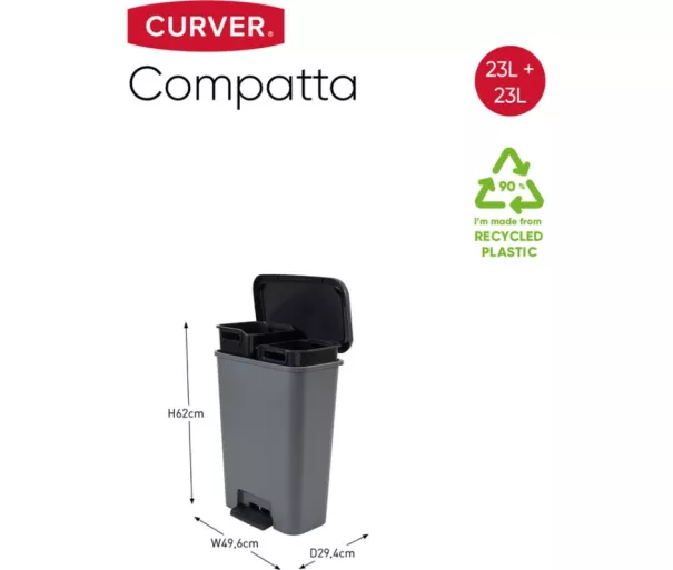 Compatta Duo 23+23L tamsiai pilka/juoda Pedalų dėžė