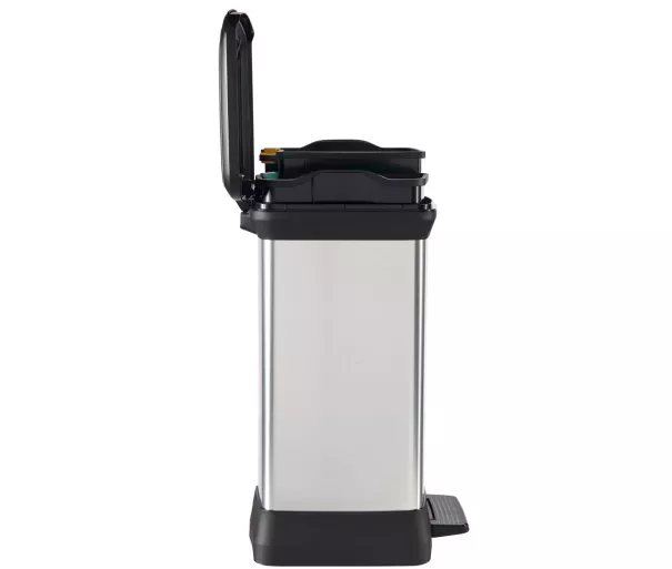 Metalinė atliekų dėžė su pedalais "Deco Bin Duo" 10+18L sidabrinė