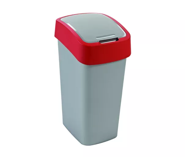 Šiukšliadėžė Curver Flip Bin 50 L, pilka/raudona