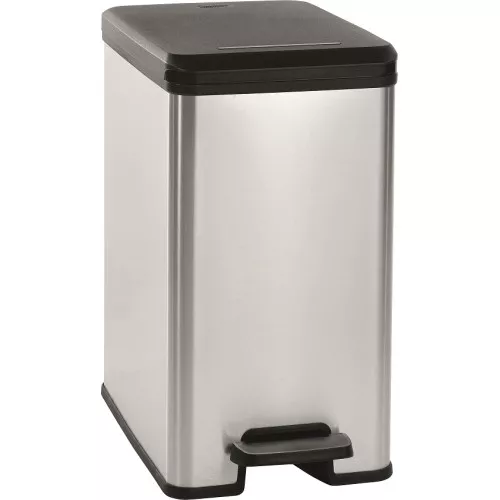 Мусорное ведро с педалью металлизированное Slim Bin 25L silver