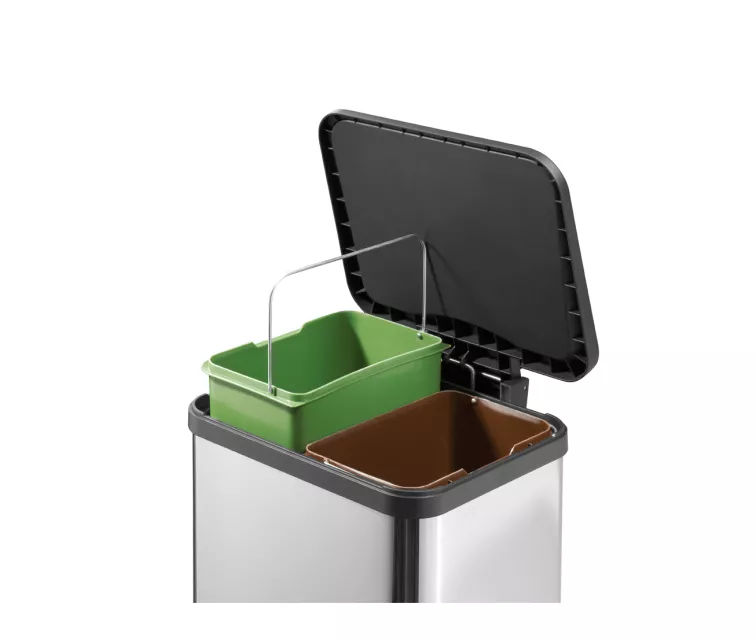 Waste sorting bin with pedal Öko duo Plus M / 2x9L / silver