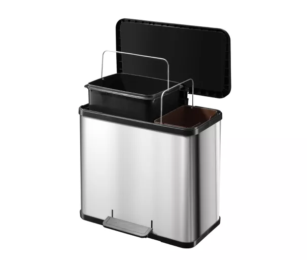 Мусорный контейнер с педалью Öko duo Plus L / 17+9 л / светло-серый