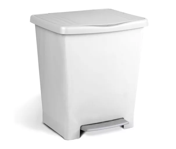 Šiukšliadėžė su pedalu Millenium, 23 l, baltos spalvos