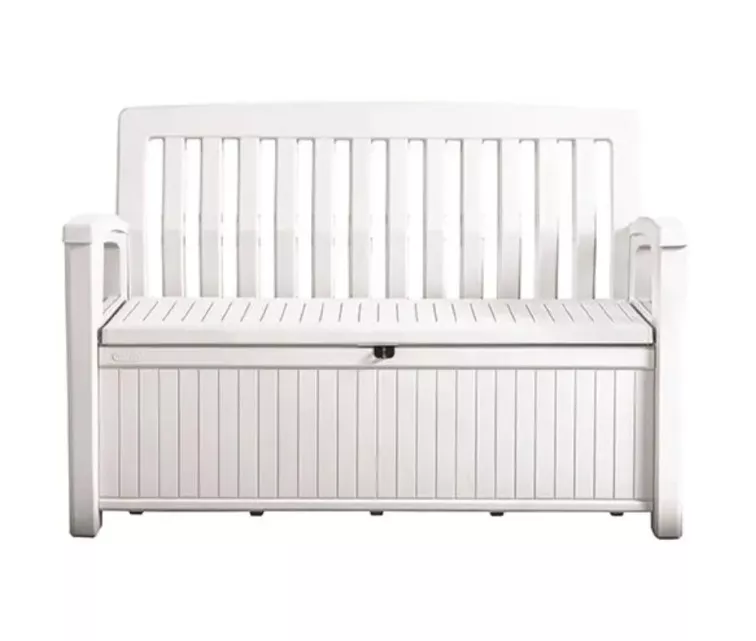Suolas su daiktadėžė Keter Patio Bench, baltas