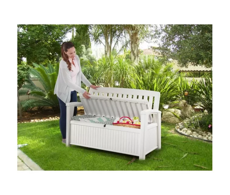 Suolas su daiktadėžė Keter Patio Bench, baltas