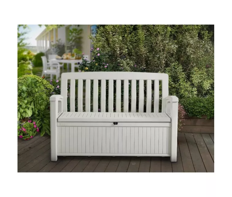 Suolas su daiktadėžė Keter Patio Bench, baltas